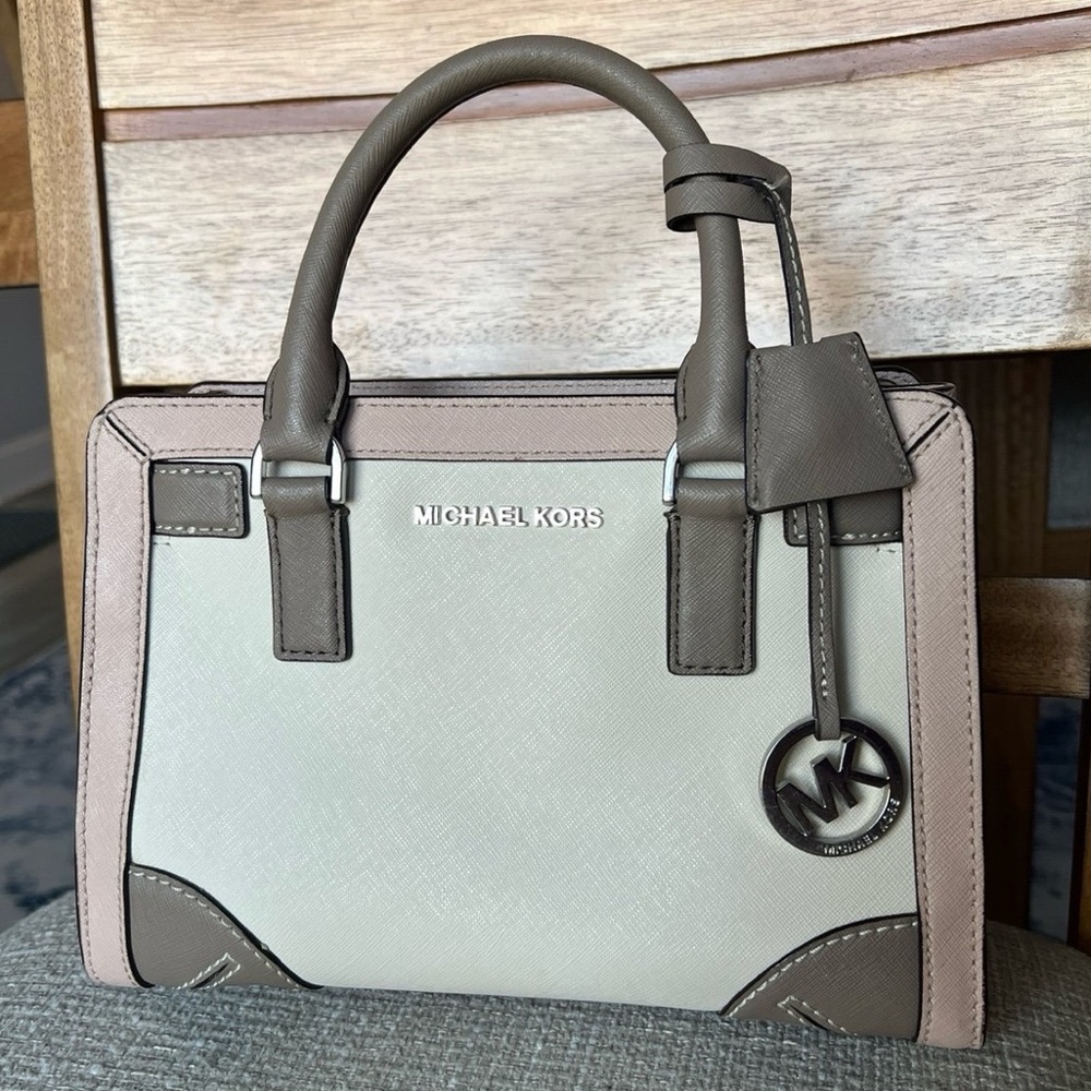 Michael Kors Tri Color Satchel- Silver MK Logo